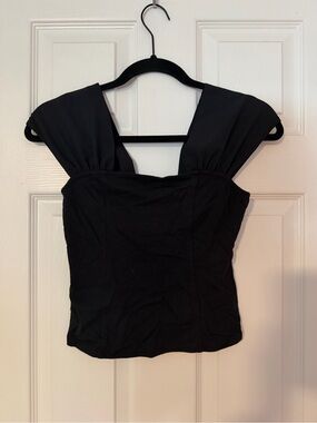 NWOT Meadow Rue Black Square-Neck Top